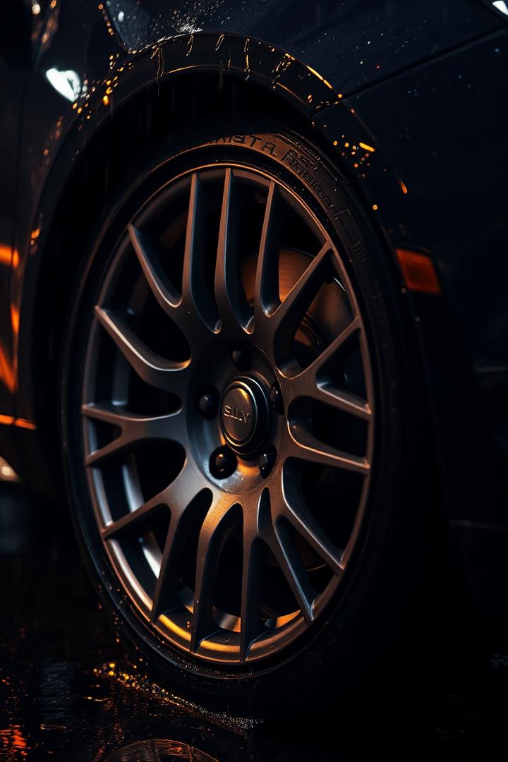 Alloy wheel detail in the rain